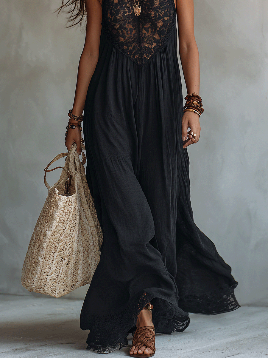 Abito Maxi Boho Elegante Senza Maniche