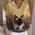 Vintage Sweatshirt Mit Katzenprint