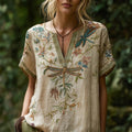 Vintage-Bluse Mit Blumendruck