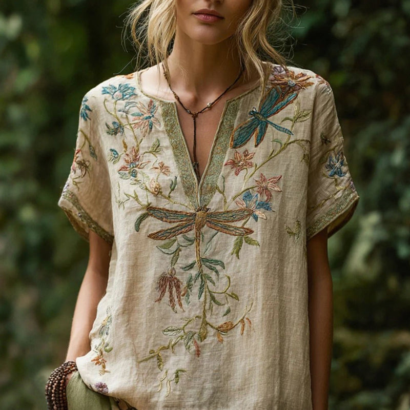 Vintage-Bluse Mit Blumendruck