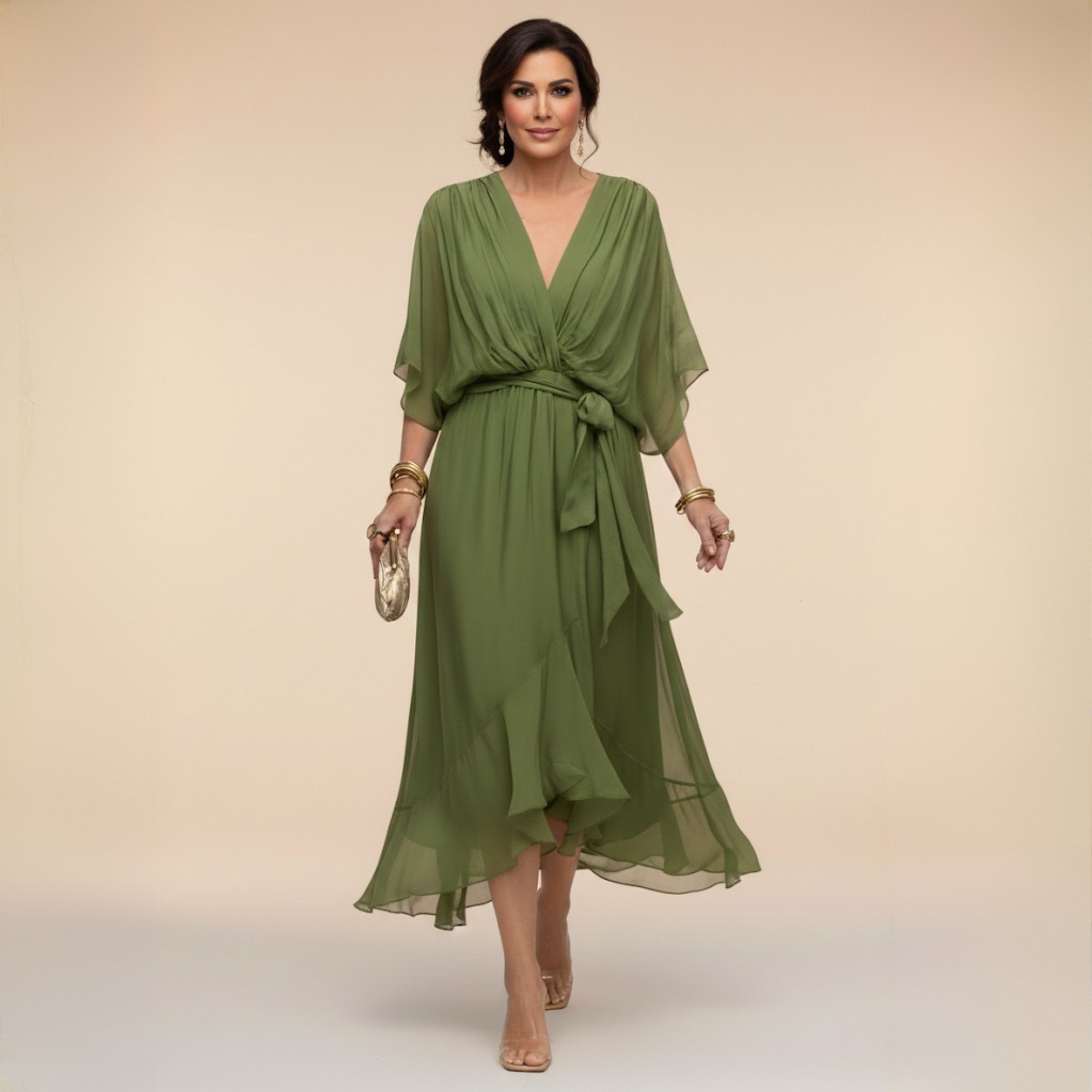 Marta | vestido de gasa con escote en v