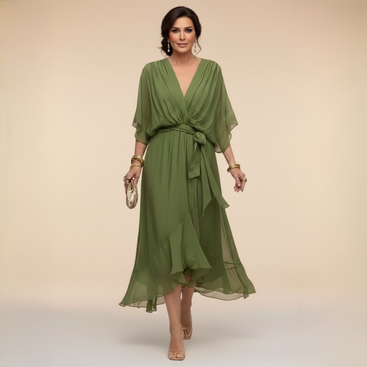 Marta | vestido de gasa con escote en v