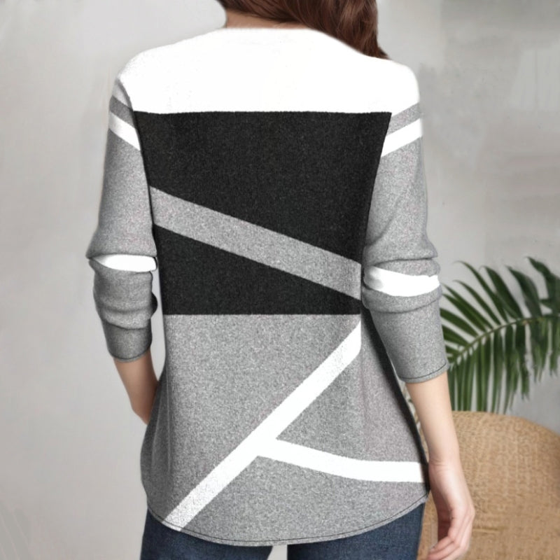 【Lange Ärmel】Lässige Bluse Mit Farbblock