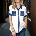Lässige Patchwork-Bluse