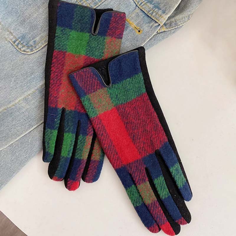 Vintage Karierte Warme Handschuhe
