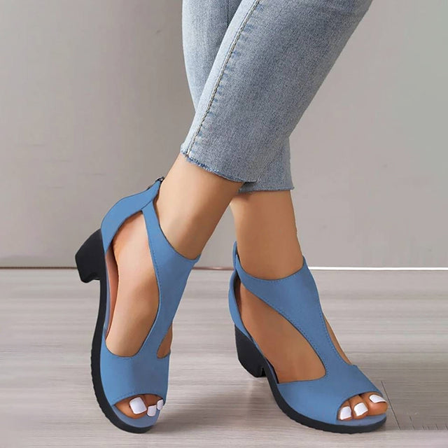 Peeptoe-Sandalen Mit Klobigem Absatz