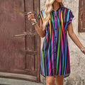 Vintage-Kleid Mit Bunten Streifen