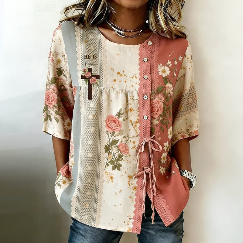 Vintage-Bluse Mit Blumenmuster
