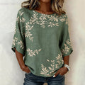 Vintage-Bluse Mit Blattdruck