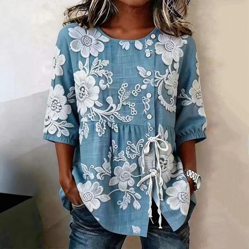 Vintage-Bluse Mit Blumenmuster