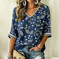 Vintage-Bluse Mit Blattmuster