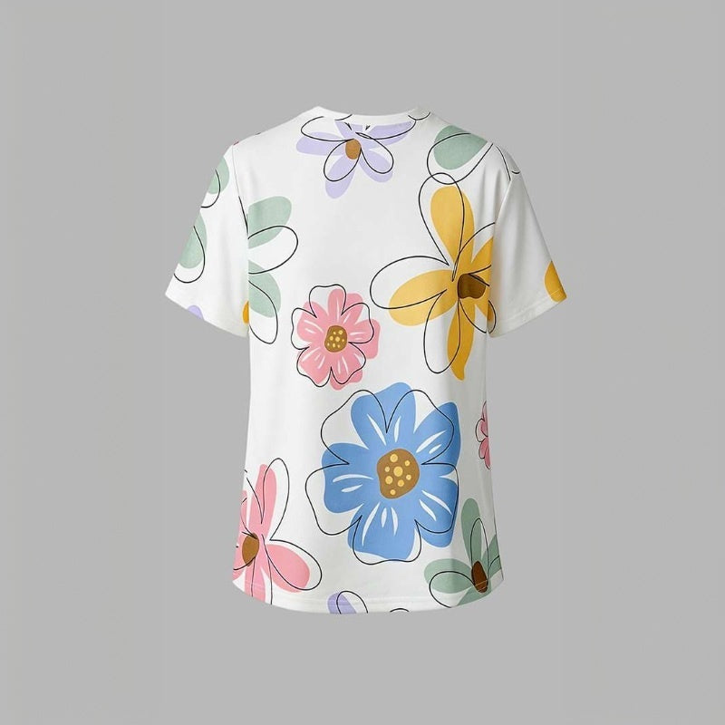 Lässiges T-Shirt Mit Blumenmuster