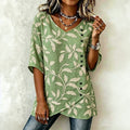 Vintage-Bluse Mit Blattdruck