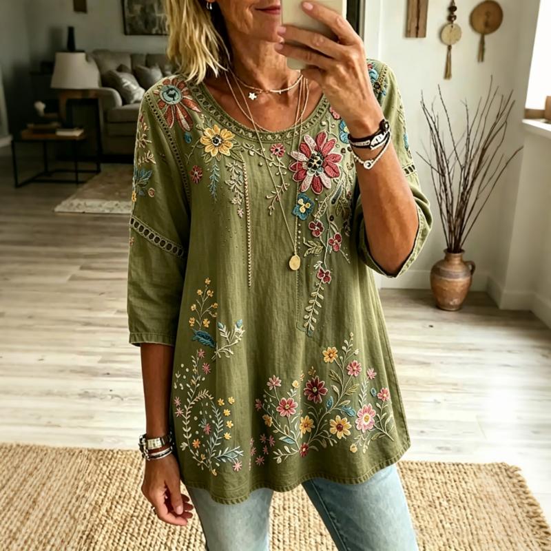 Vintage-Bluse Mit Blumenmuster
