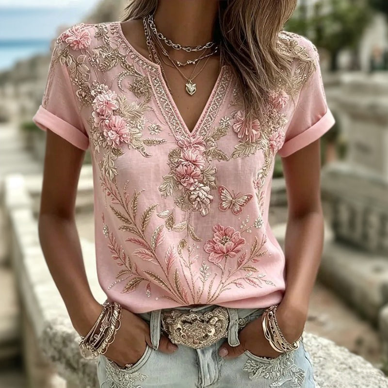 Vintage-Bluse Mit Blumenmuster