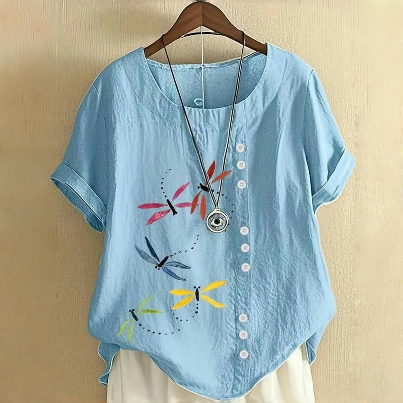 Lässige Bluse Mit Libellen-Print