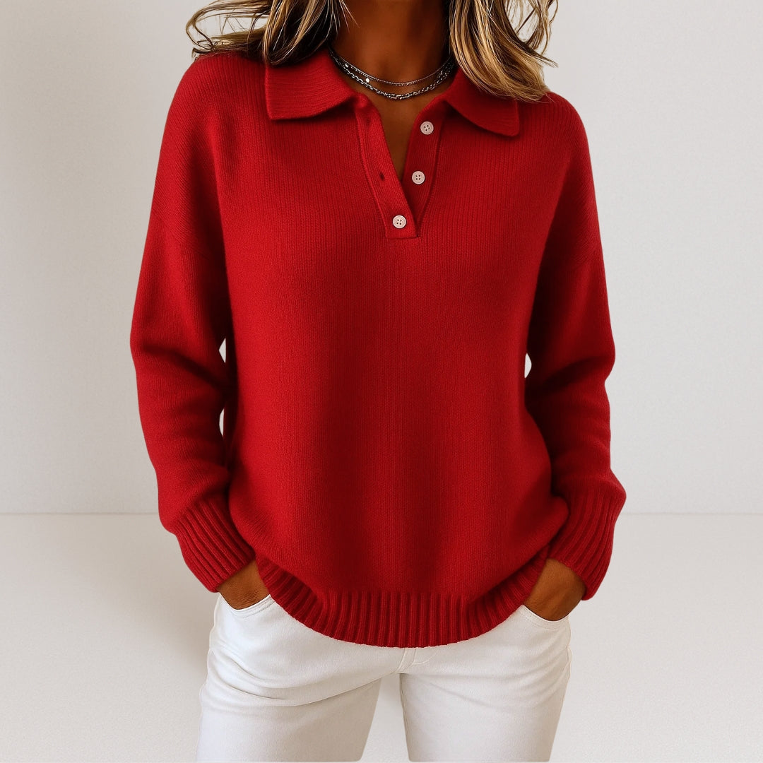 Laura - Jersey de Punto con Cuello Elegante