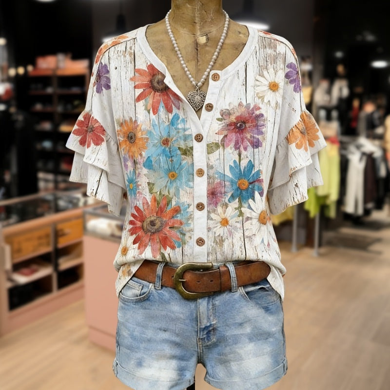 Vintage-Bluse Mit Blumenmuster