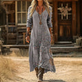 【Lange Ärmel】Vintage-Kleid Mit Blumenmuster