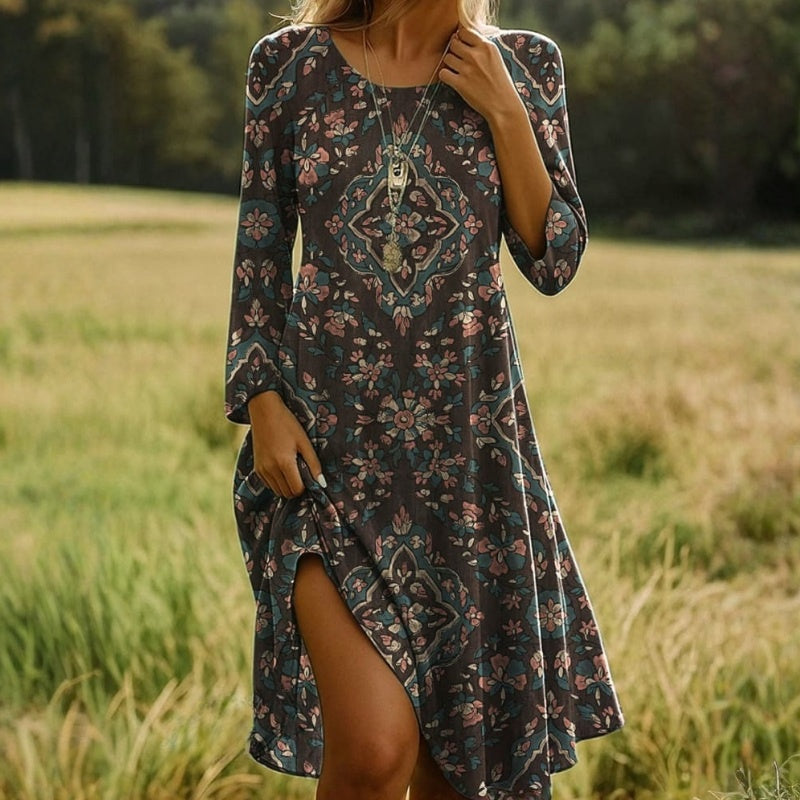Vintage-Kleid Mit Blumendruck