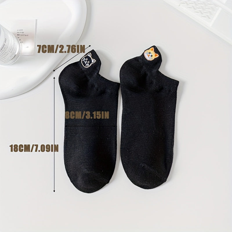 Lässige Socken Mit Katzenstickerei