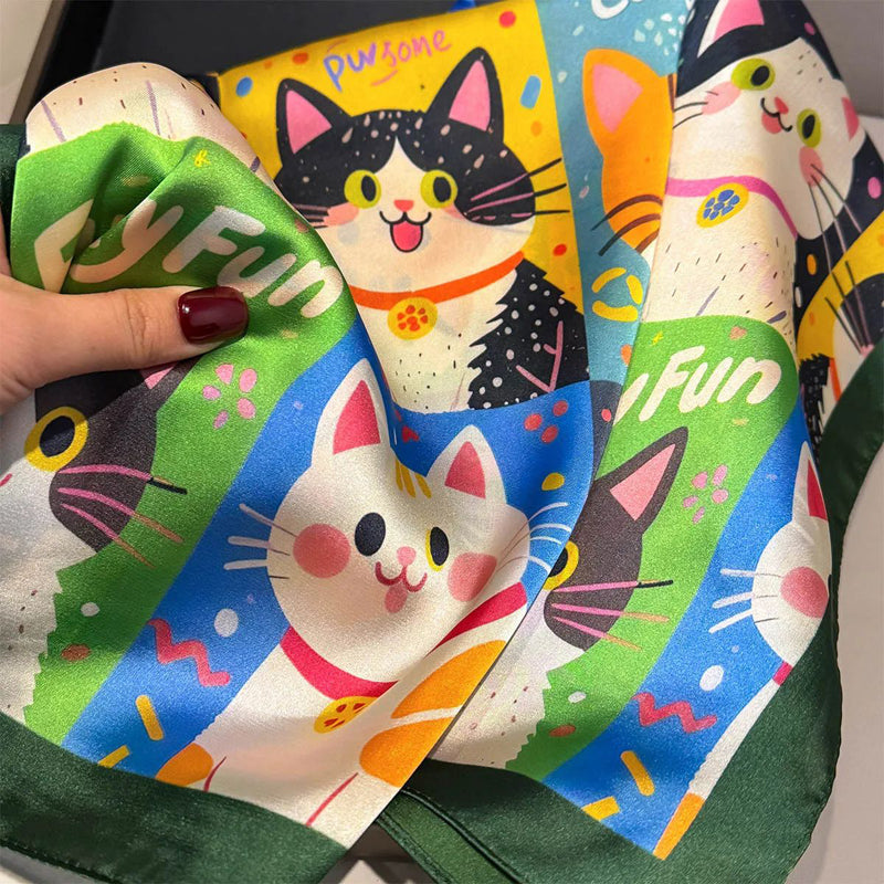 Lässiger Schal Mit Katzenmuster