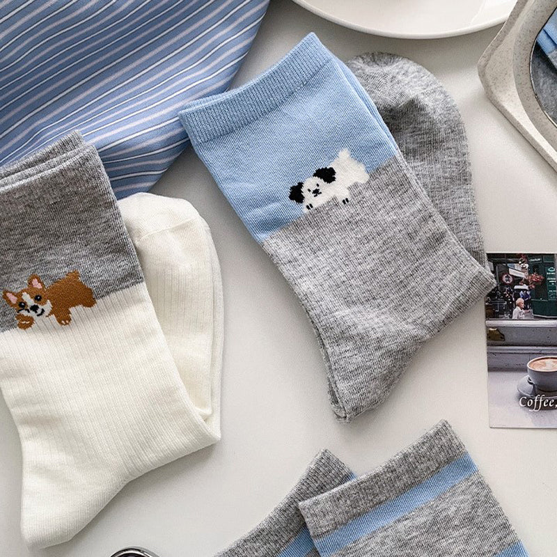 Lässige Socken Mit Welpenmotiv