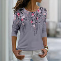 【Lange Ärmel】Vintage-T-Shirt Mit Blumendruck