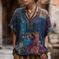 Vintage-Bluse Mit Blumendruck