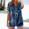 Vintage-Bluse Mit Blumendruck