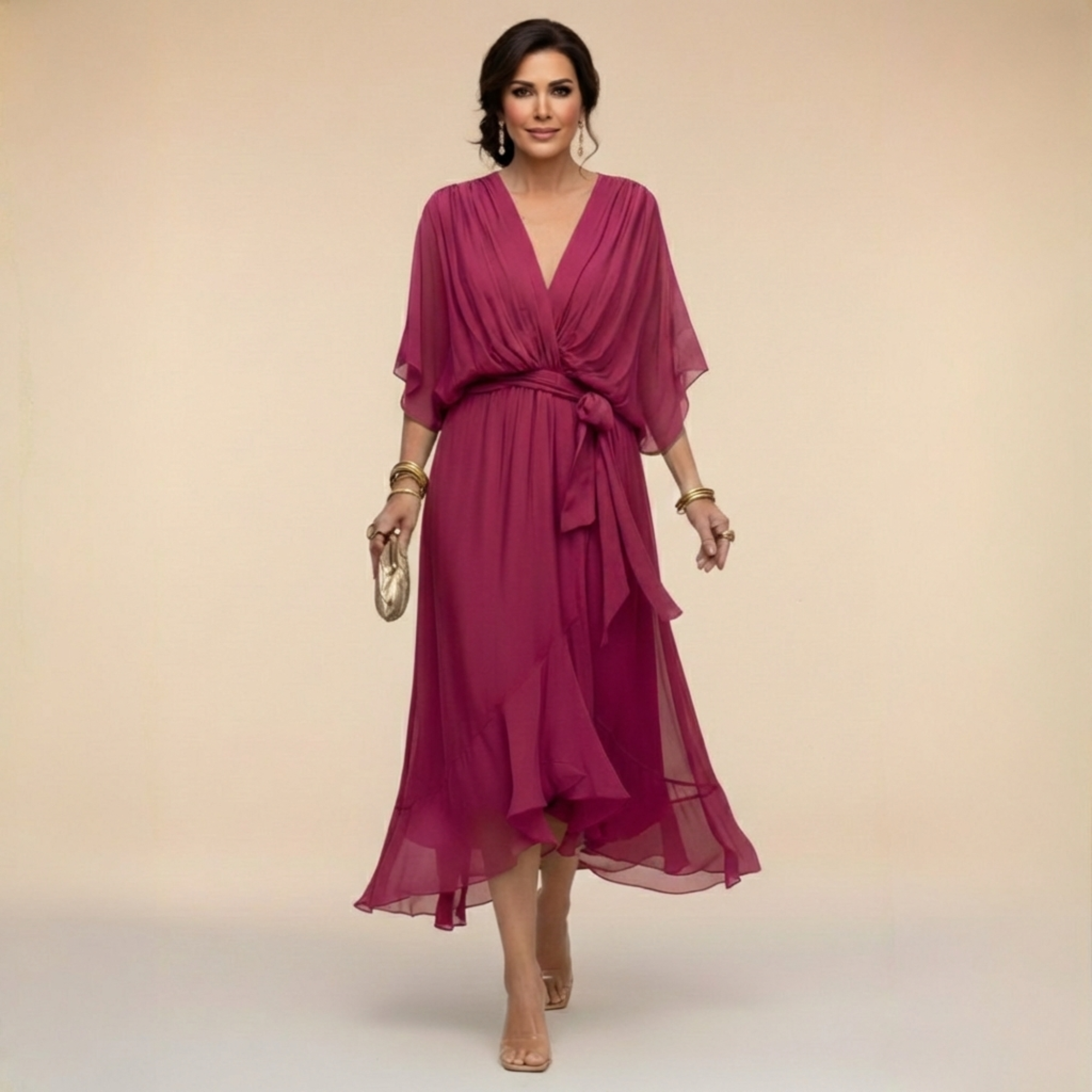 Marta | vestido de gasa con escote en v