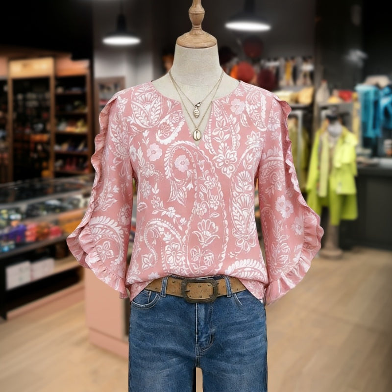 Vintage Bluse Mit Blumendruck