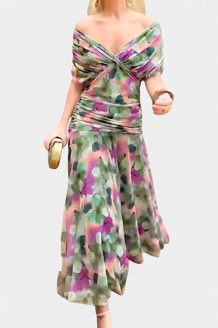 Florendra | Vestido largo floral con escote en V
