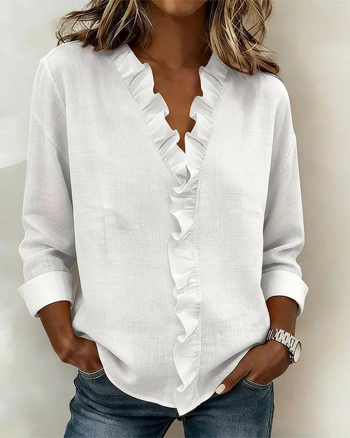 Susana | Blusa con Volantes y Escote en V