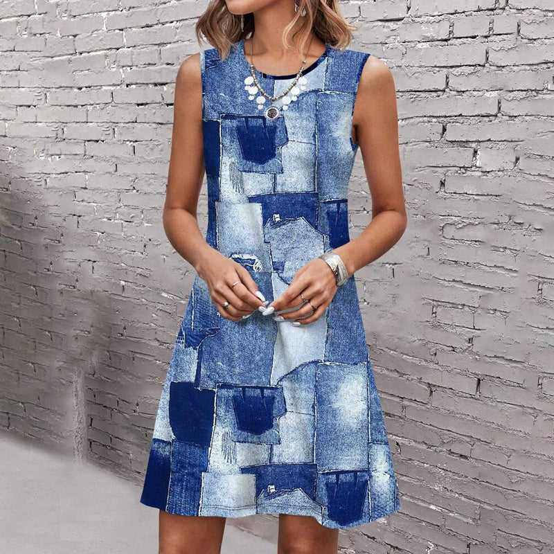 Vintage-Kleid Mit Lässigem Print