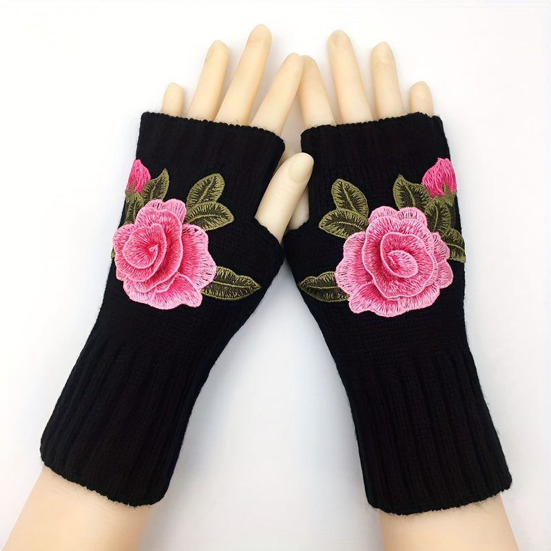 Warme Handschuhe Mit Blumendruck