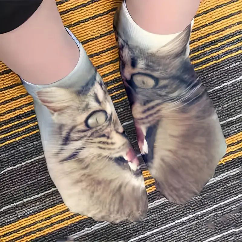 Socken Mit Kreativem Katzenmuster