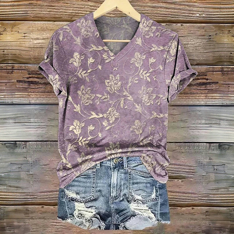 Vintage-T-Shirt Mit Blumendruck