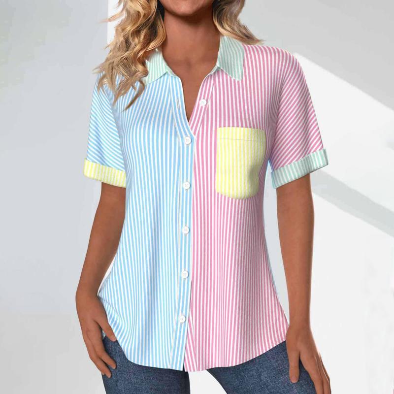 Gestreifte Farbblock-Bluse