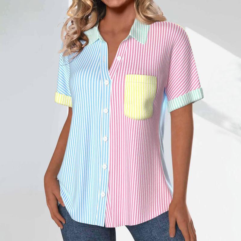 Gestreifte Farbblock-Bluse