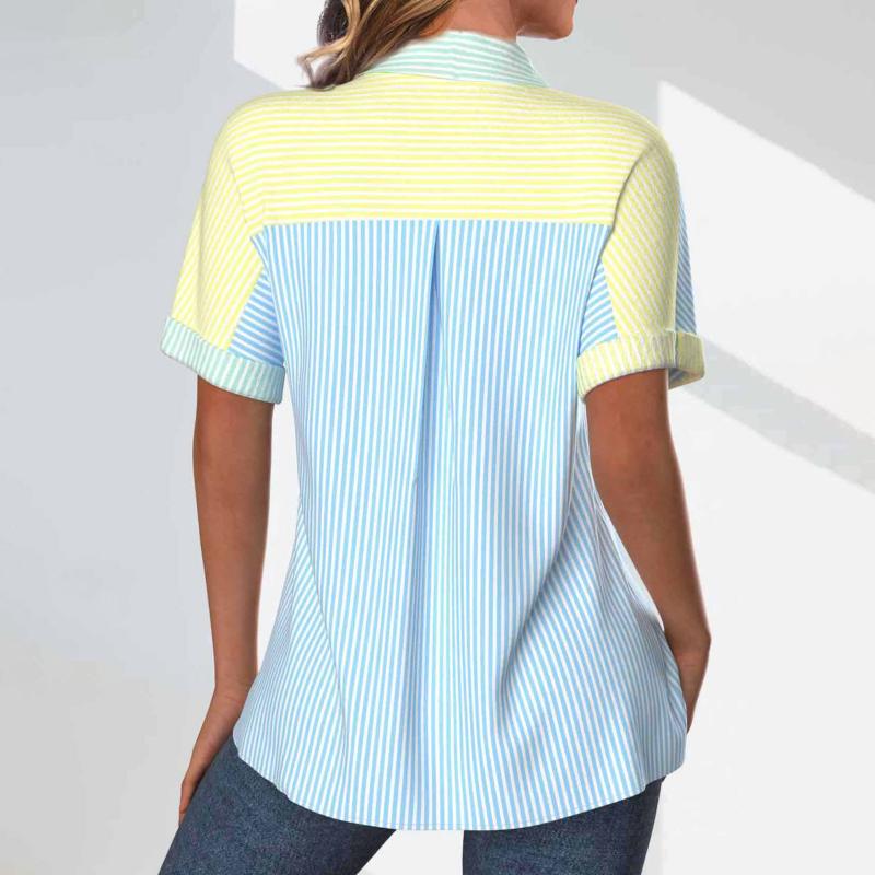 Gestreifte Farbblock-Bluse
