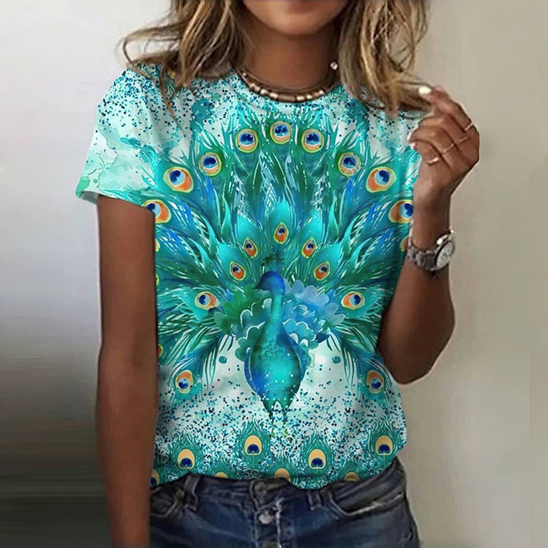 Vintage T-Shirt Mit Pfauendruck