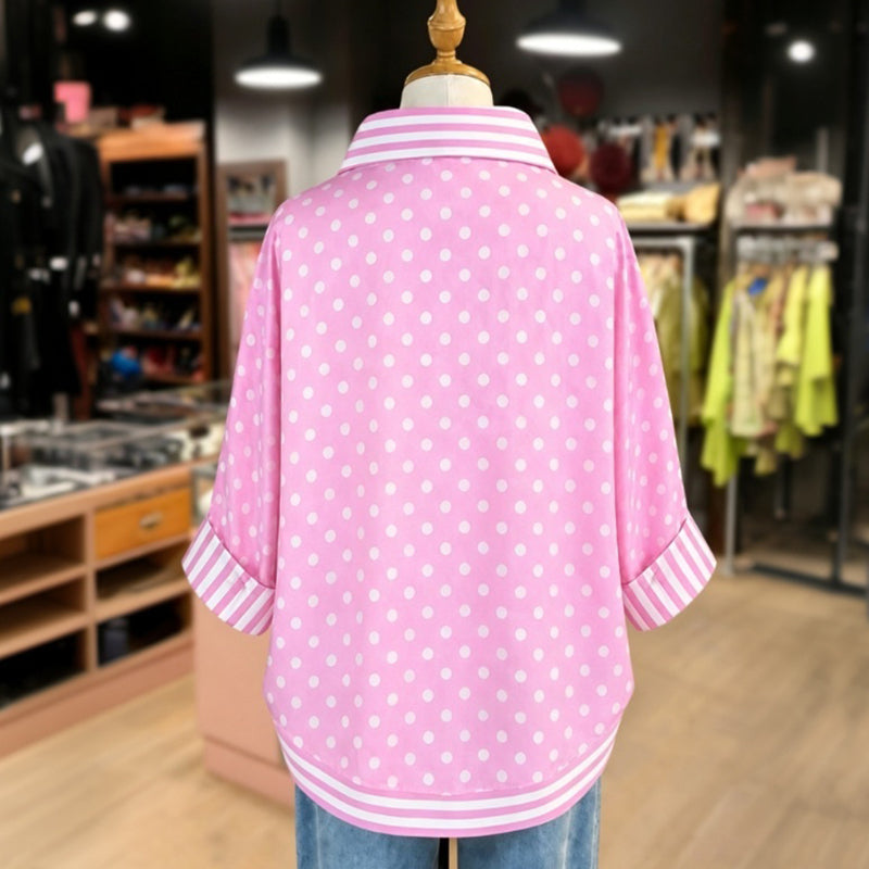 Lässige Bluse Mit Punkten Und Streifen
