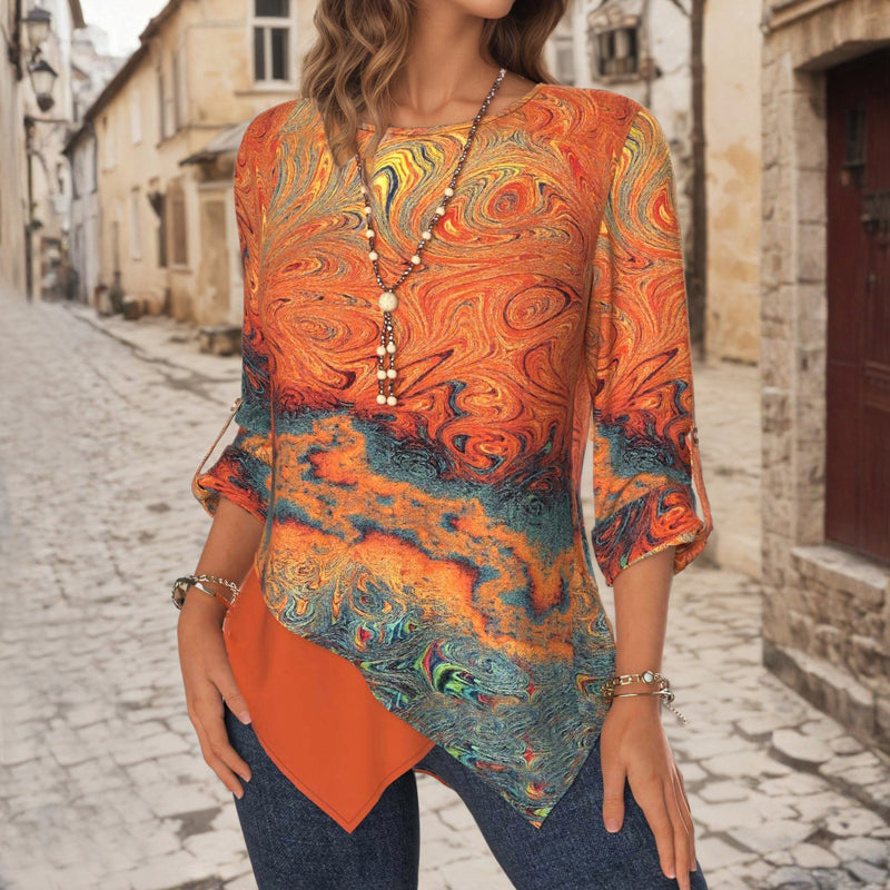 【Lange Ärmel】Abstrakte Unregelmäßige Bluse