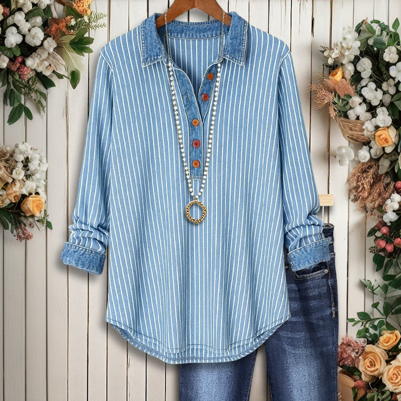 Vintage-Bluse Mit Streifen