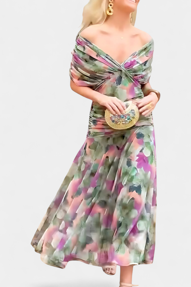 Florendra | Vestido largo floral con escote en V