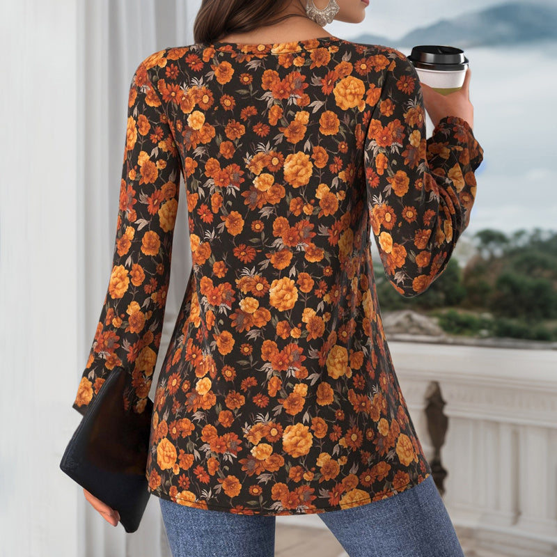 Vintage Bluse Mit Blumendruck