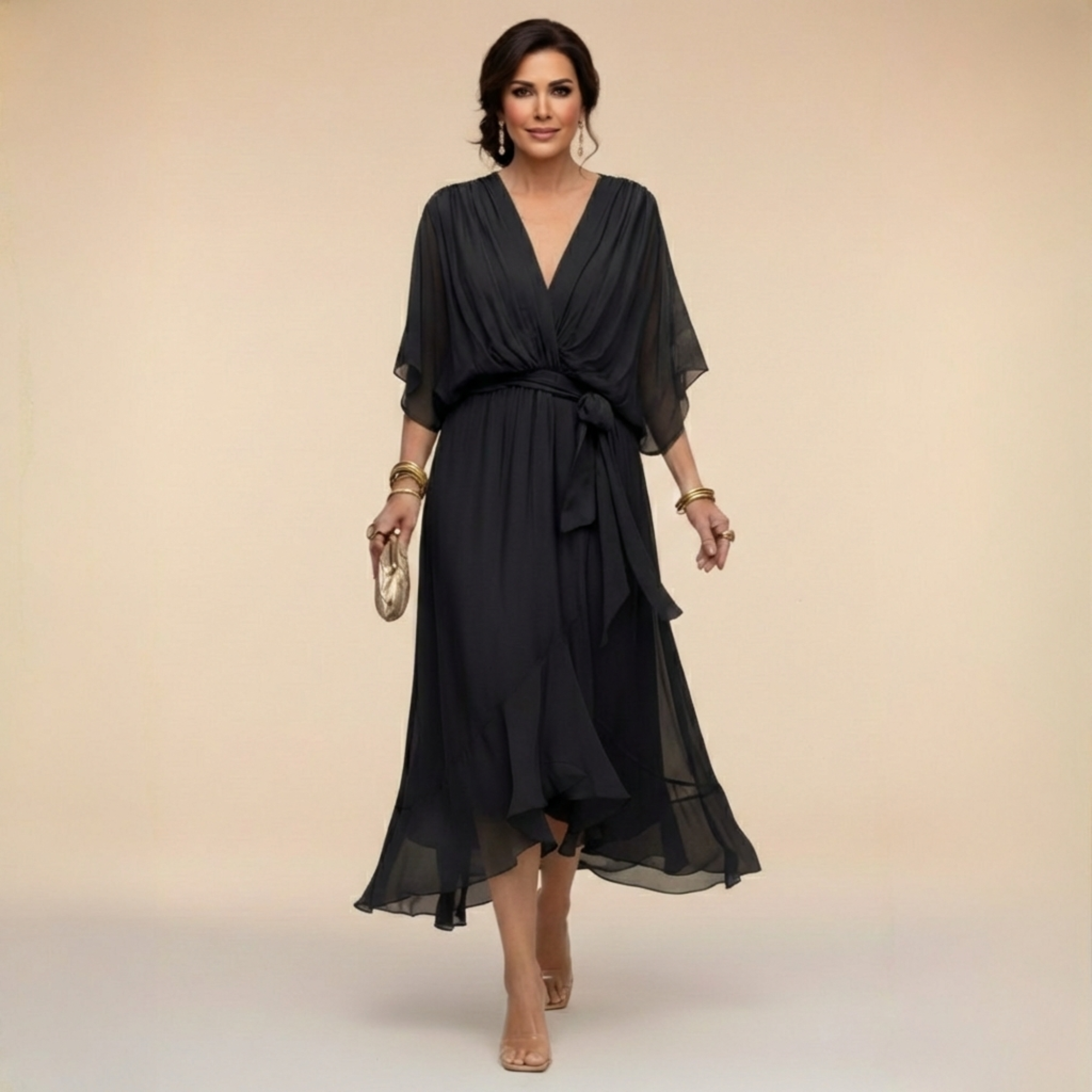 Marta | vestido de gasa con escote en v