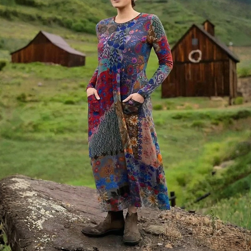 Vintage-Kleid Mit Blumendruck