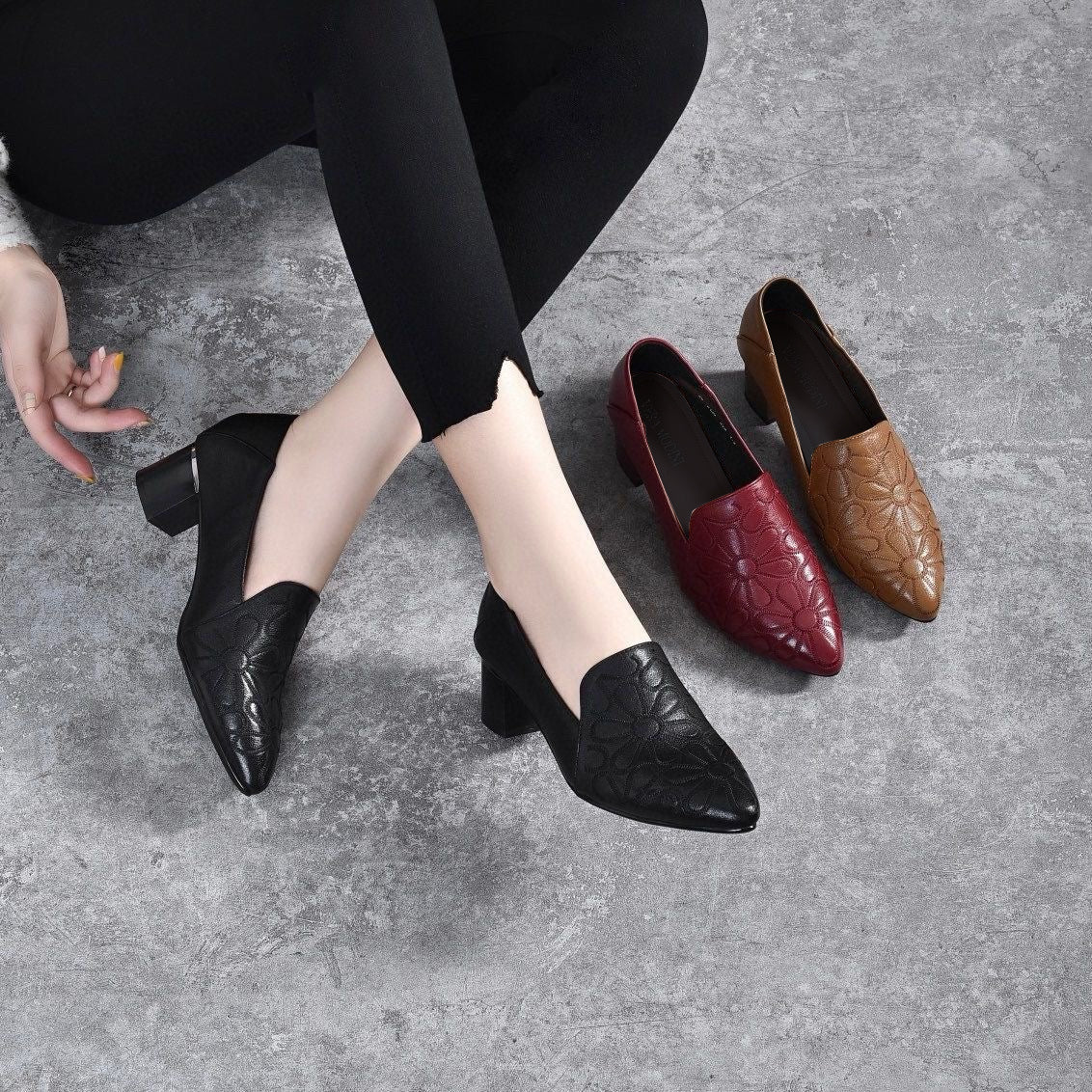Carmen | Zapatos elegantes con relieve floral